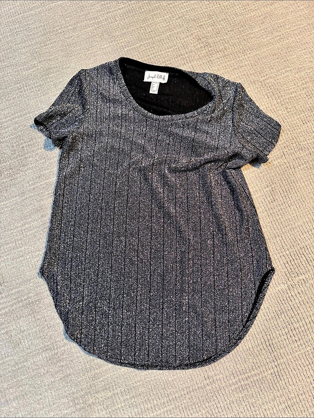 Joseph Ribkoff Geometric Short Sleeve Top in Black & Purple Size 10